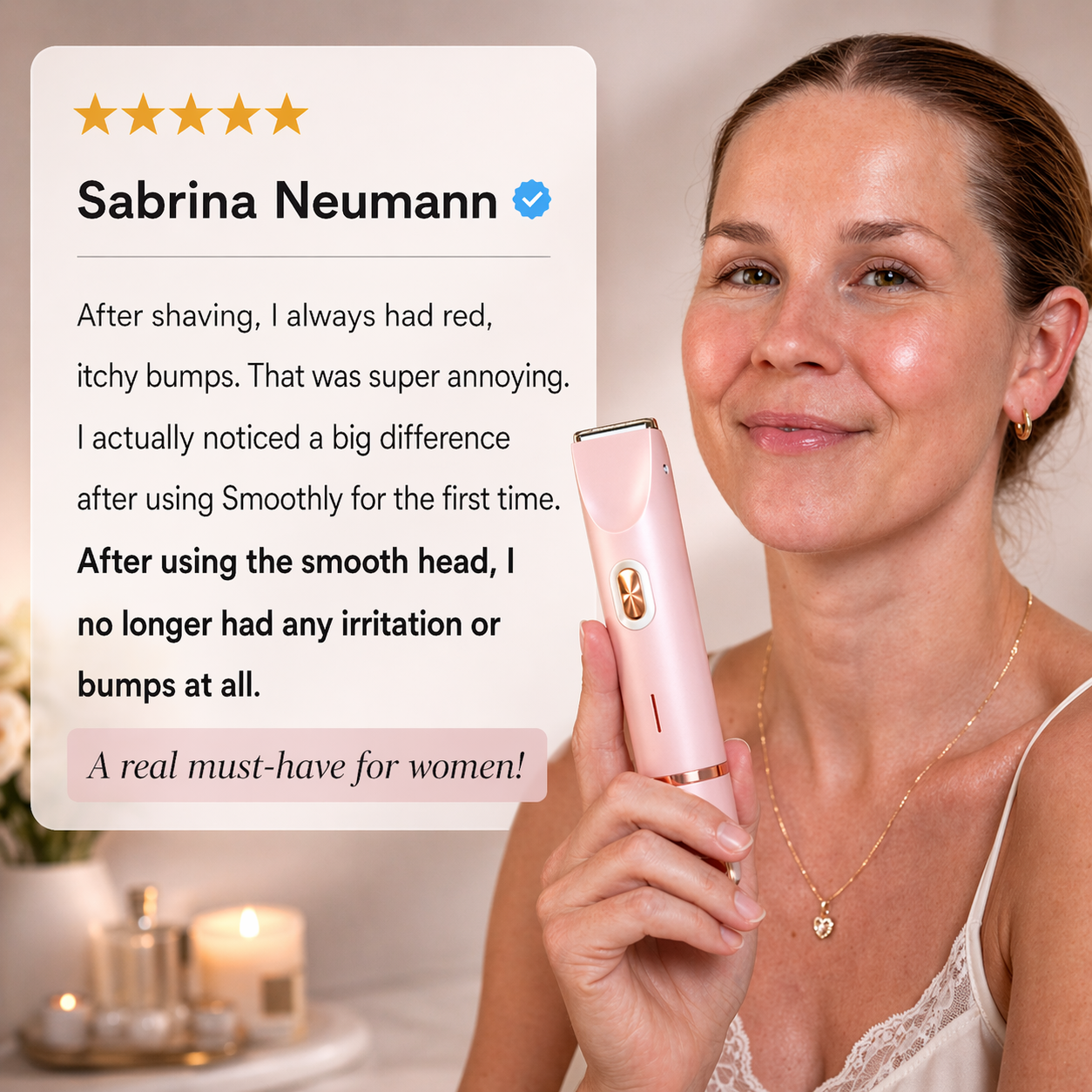 Elektrischer Rasierer | Intimrasierer für Frauen | 2-in-1-Rasierkopf | Smoothly
