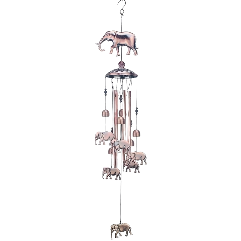 Windspiel aus Kupfer & Bronze | 7 Motive: Engel, Vogel, Schmetterling, Elefant, Fisch, Pferd, Eule | Wetterfest für Garten & Haus 6