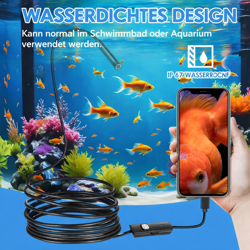 Endoskopkamera | Wasserdichte Inspektionskamera | HD Sicht mit LED Licht | ScopeMate