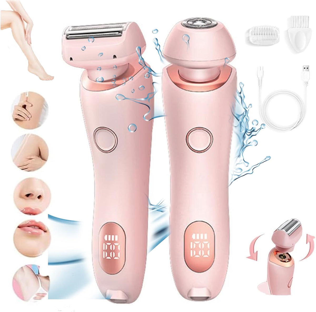 Epilierer und Rasierer | 2-in-1 Damenrasierer | Wechselköpfen & LED-Anzeige | VelaSkin
