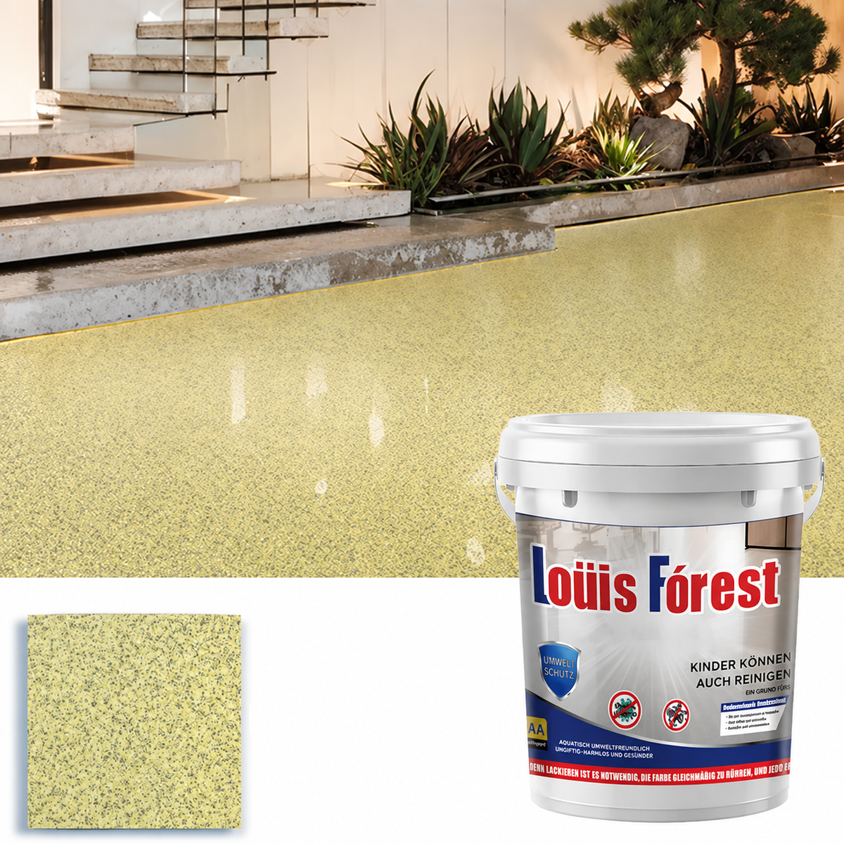 Vernice epossidica per pavimenti | Rivestimento antiscivolo per pavimenti | Idrorepellente, resistente all'abrasione | FloorArmor
