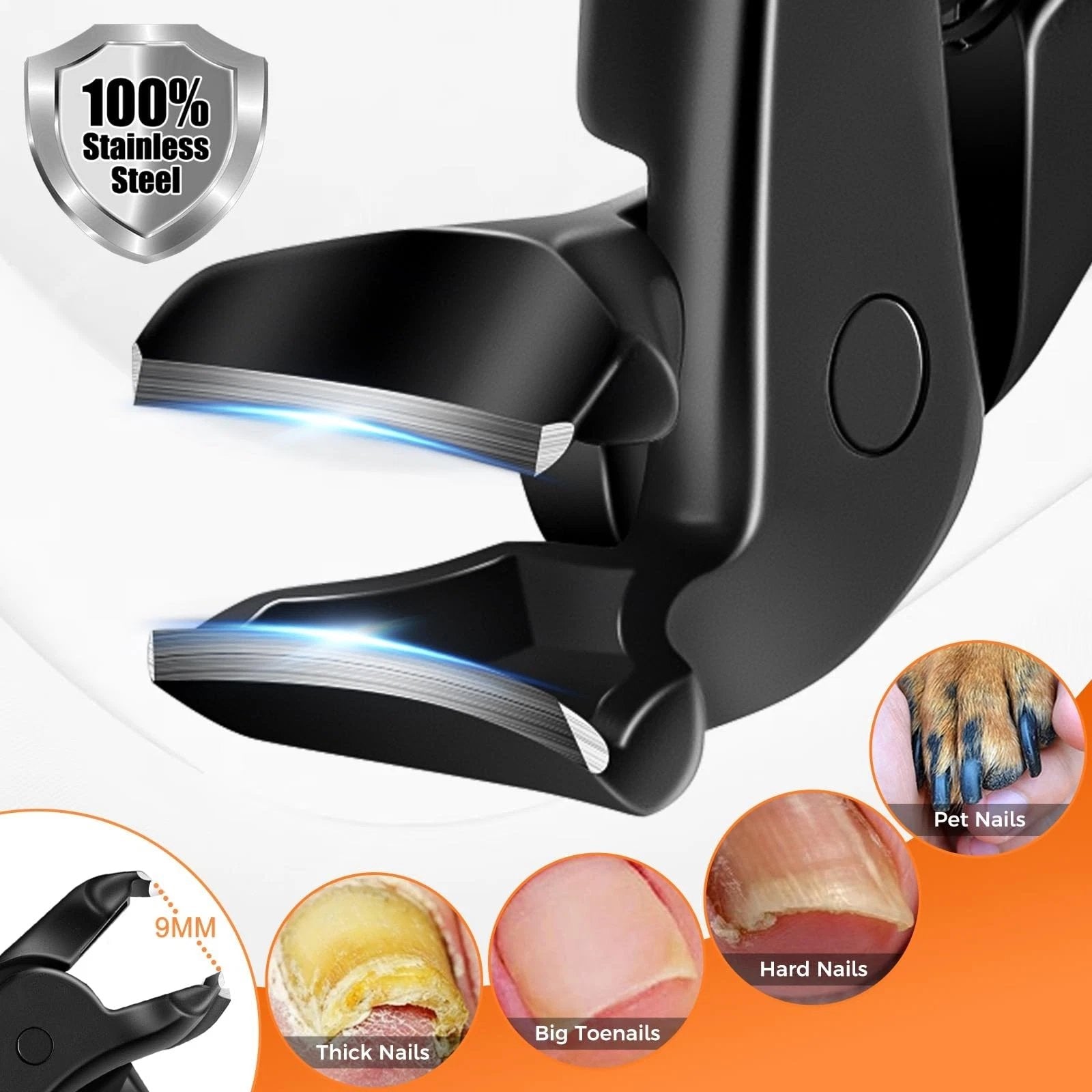 Ergonomische Nagelschere | Langer Griff | Abgewinkelter Kopf | ComfortClip