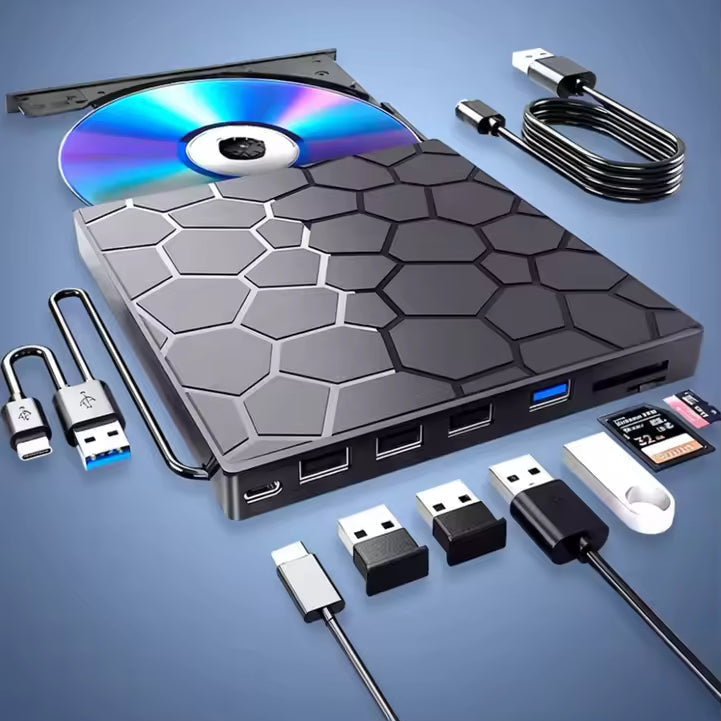 Externes Laufwerk | Plug and Play ohne Treiber | USB C Hub mit SD Kartenleser | RetroRevive
