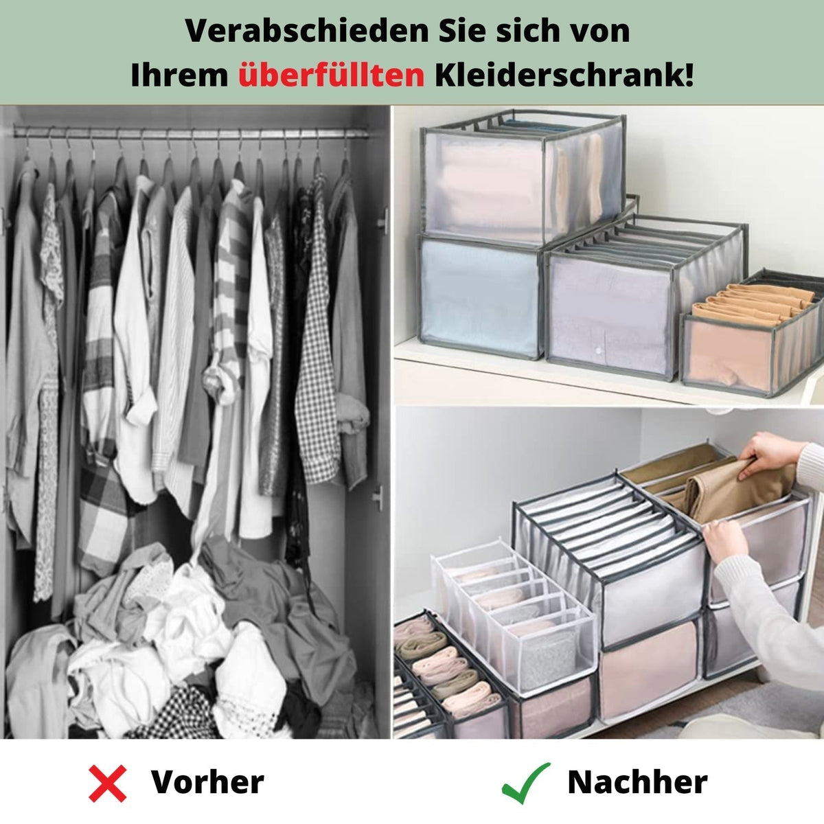 Fächer-Organizer aus Nylon und Oxford-Gewebe | 7 Fächer für Schubladen, Schränke & Regale | Waschbar & Formstabil