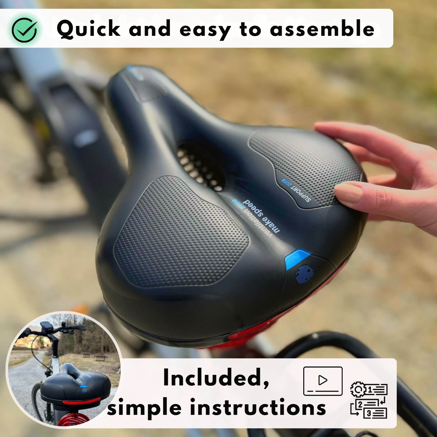 Fahrradsattel | Ergonomischer Komfort | Stoßdämpfend | RideRelief