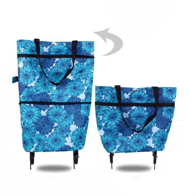 Faltbare 2-in-1 Einkaufstasche | Tragetasche & Roll-Trolley in einem | Platzsparend | CartAway