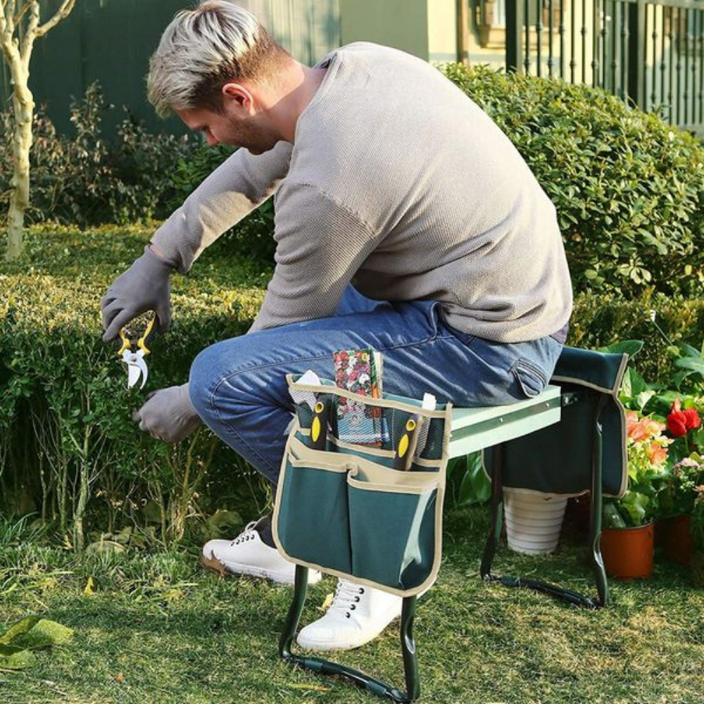 Faltbare Garten-Kniebank | Knieschonendes Arbeiten | Sitzfunktion mit Handgriffen | BeetBuddy