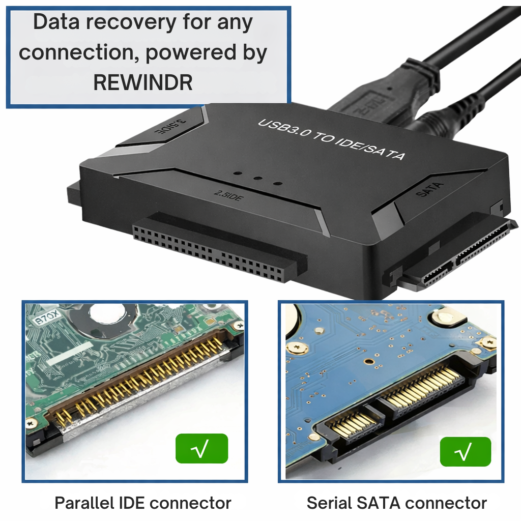 Festplatten Adapter USB | SATA und IDE Anschluss | Schneller Datenzugriff | RecoverPro