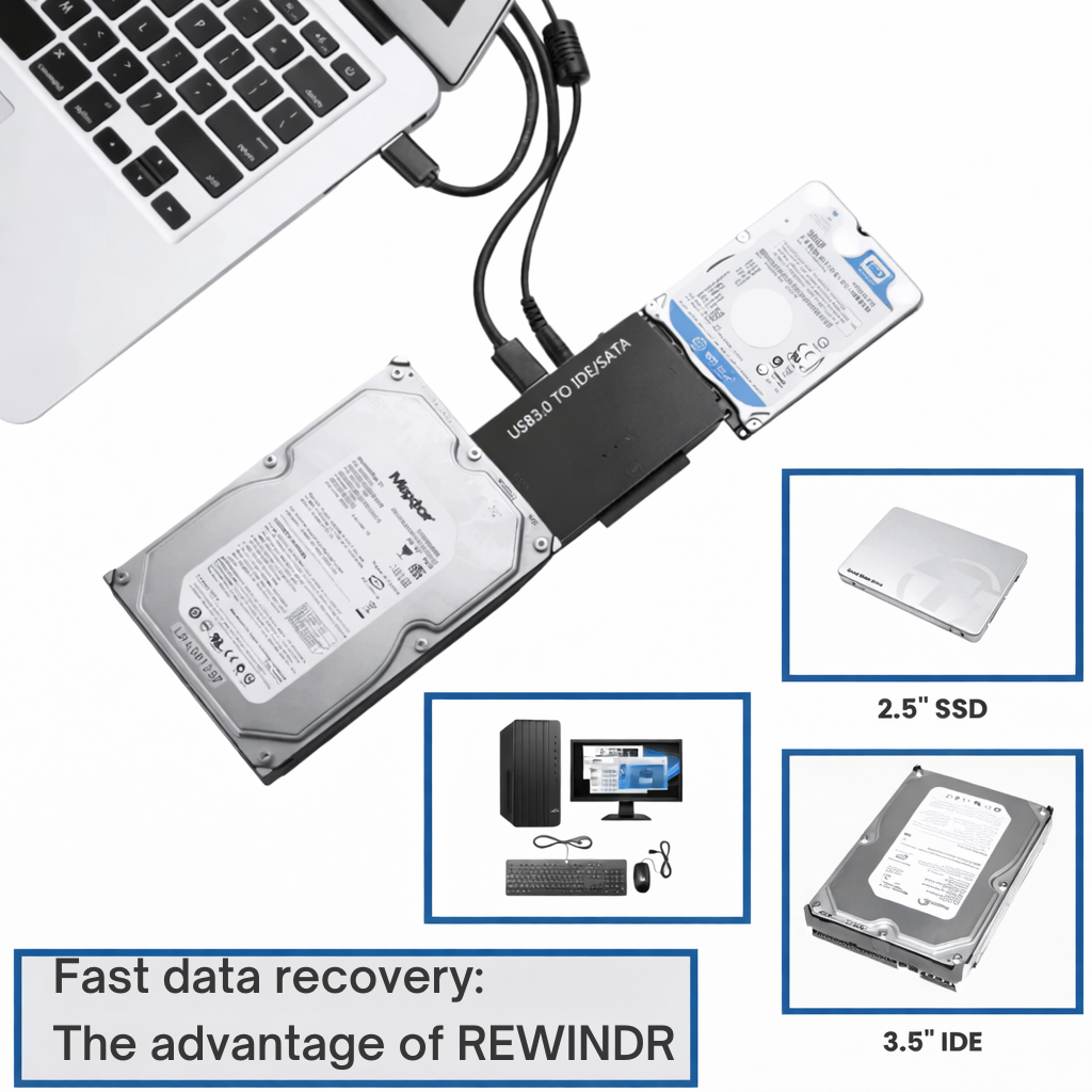 Festplatten Adapter USB | SATA und IDE Anschluss | Schneller Datenzugriff | RecoverPro