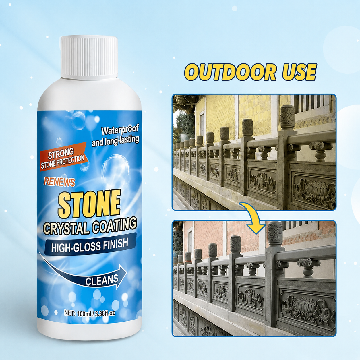 Fleckenreiniger für Stein | Granit Marmor Beton Fliesen | Rost & Oxidation | ClearStone