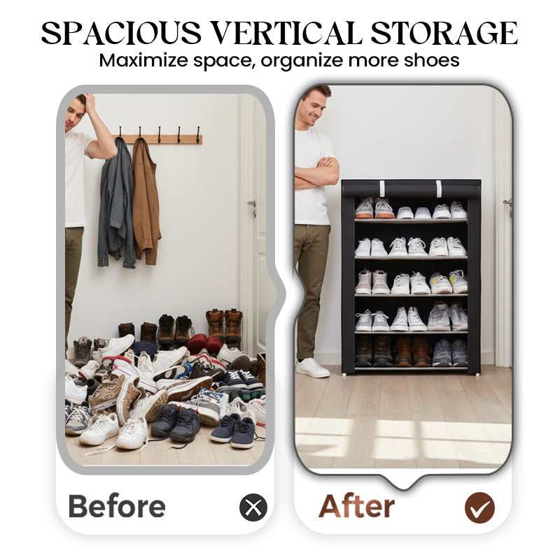 Freistehender Schuhschrank | Staubschutz Abdeckung | Werkzeugfreie Montage | ShoeGuard