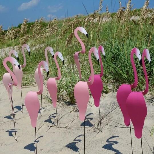 Decoración de jardín Flamingolo de aluminio | Indicador de viento y decoración | Hecho a mano | PinkDrift