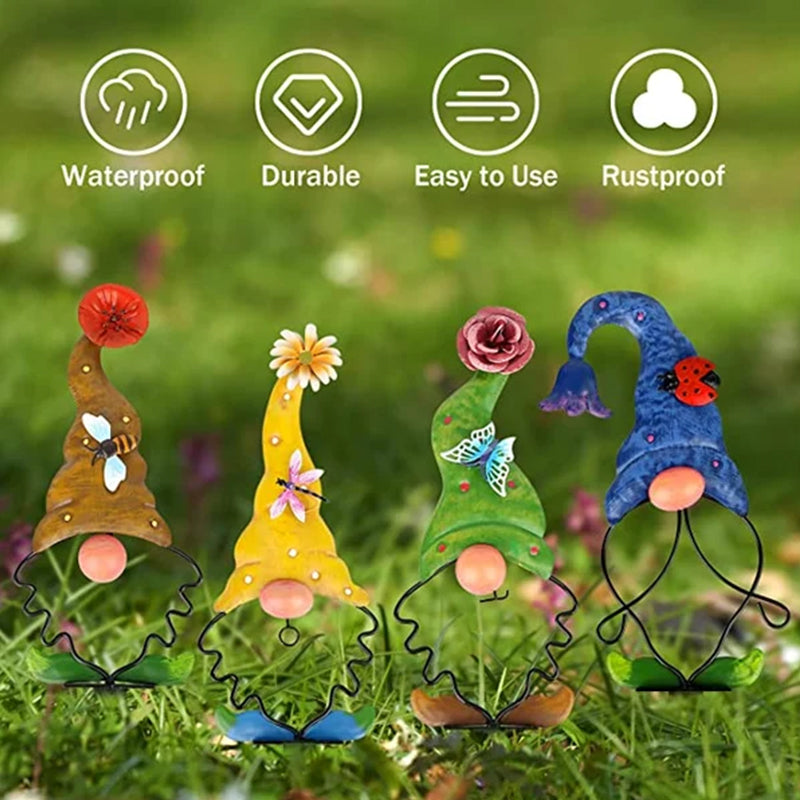 Gartendekoration Metall Gartenzwerg | Pfahl Figuren | Wetterfest | GnomePeak