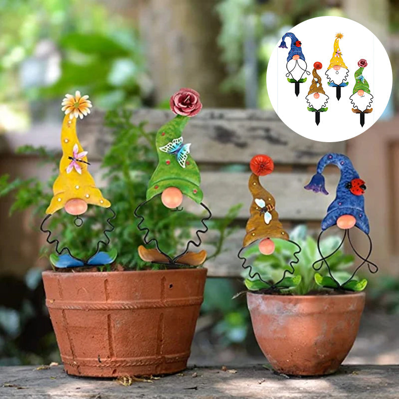 Gartendekoration Metall Gartenzwerg | Pfahl Figuren | Wetterfest | GnomePeak