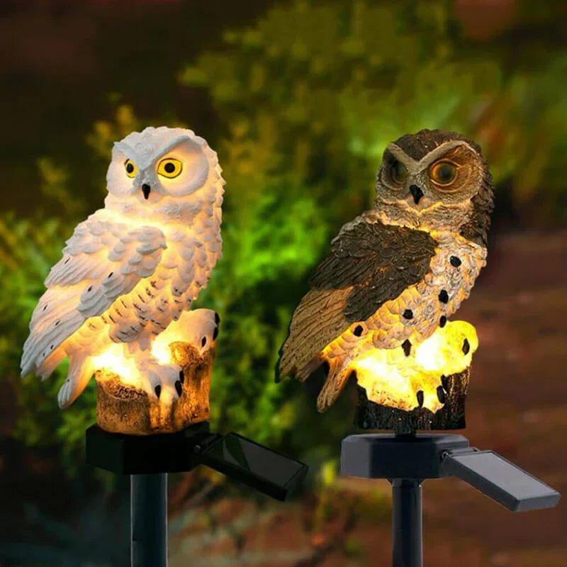 Gartenlampe | Eulen lampe Außen | Automatische Solarlampe | NightOwl