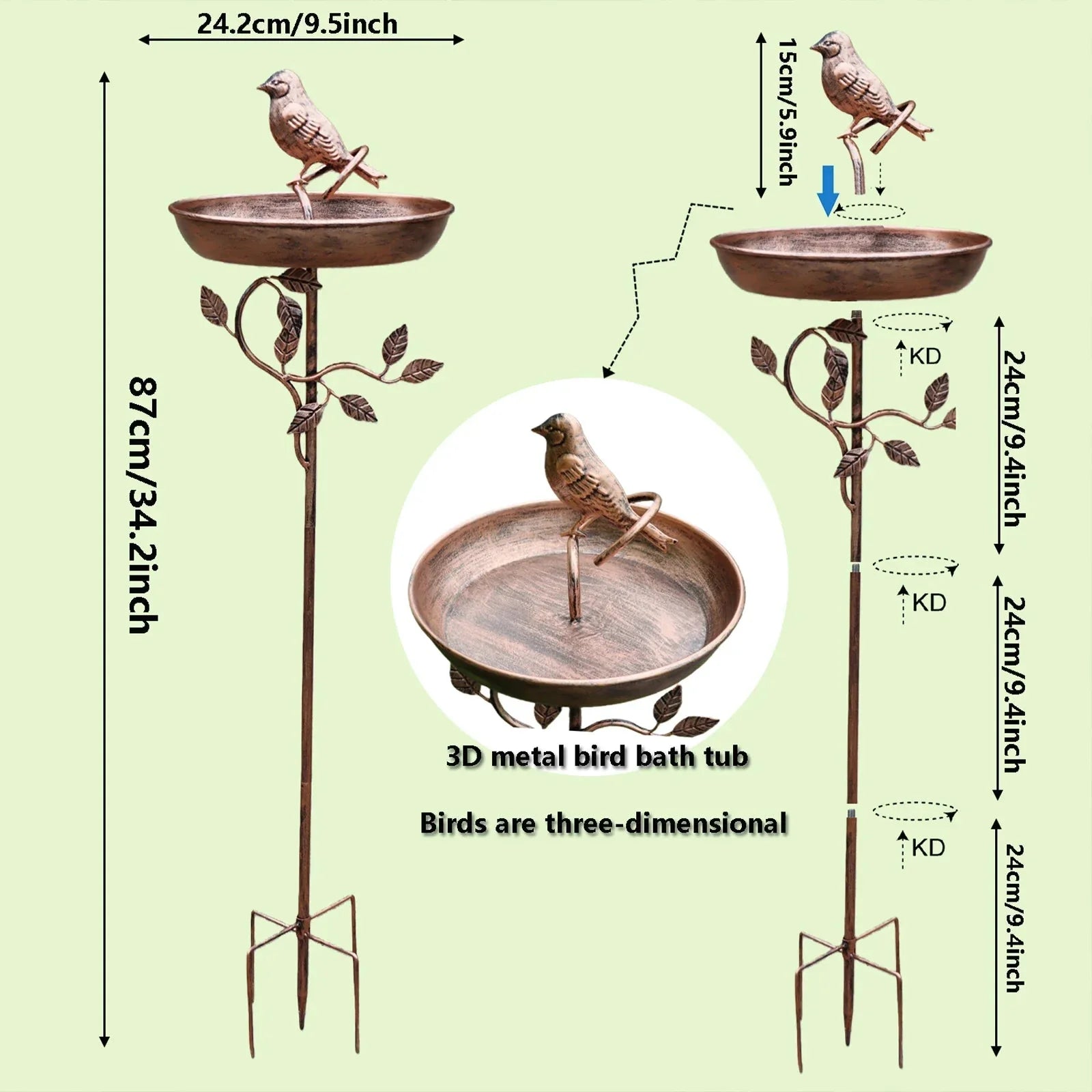 Gartenvogeltränke | Deko Schale | Stabiler Spieß | GardenShine