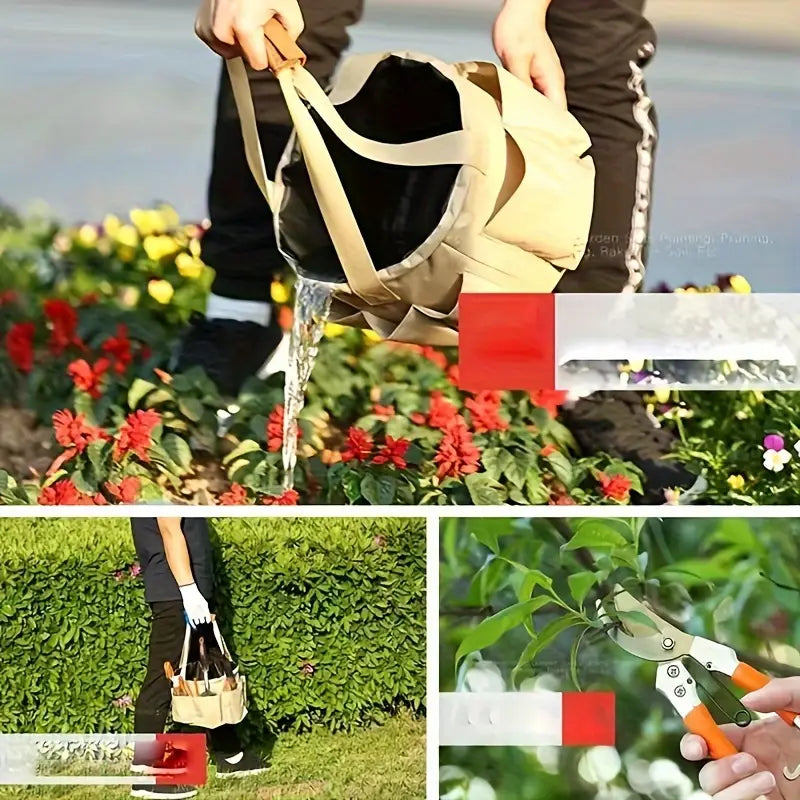Gartenwerkzeug-Set 10-teilig aus Metall | Mit Tragetasche, ergonomische Griffe | Rostbeständig, leicht, für Beete und Balkone