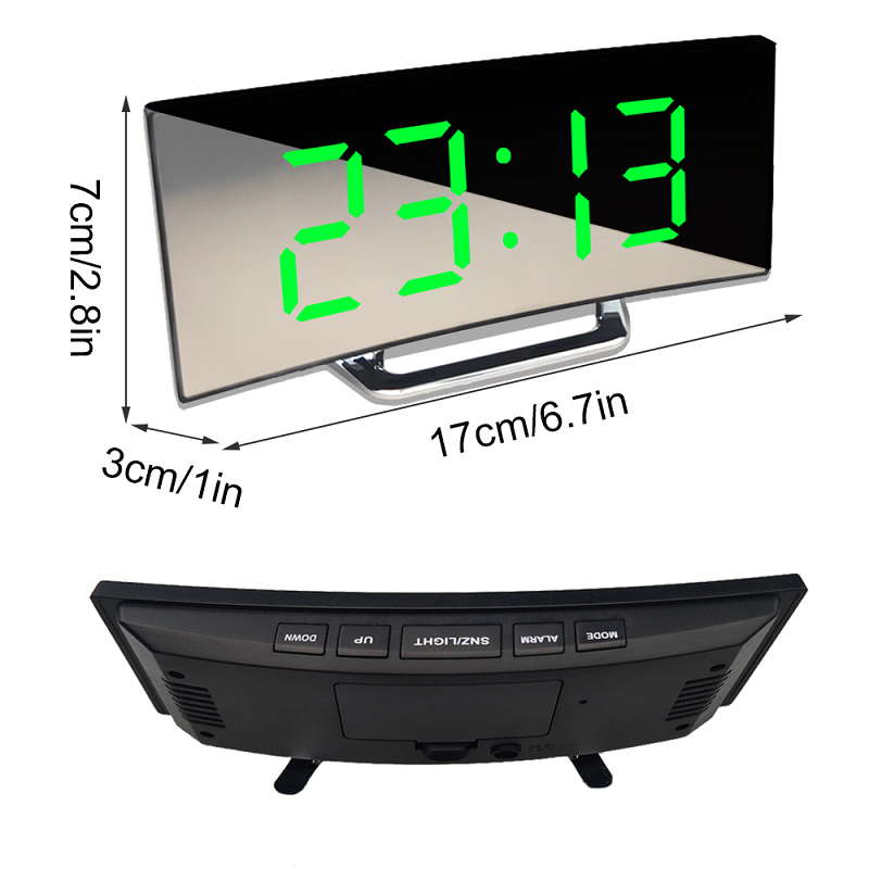 Gebogener LED-Digitalwecker | Automatische Helligkeit | Temperaturanzeige | Lumiclock