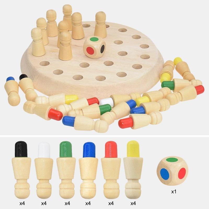 Gedächtnisspiel | Holz Denkspiel mit Würfel | Fördert Fokus und Merkfähigkeit | MemoChess