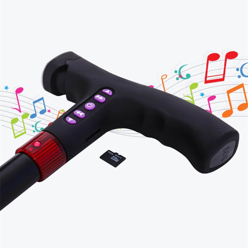 Gehstock | Sturzalarm | Höhenverstellbar | LED-Licht & Radio | SmartCane