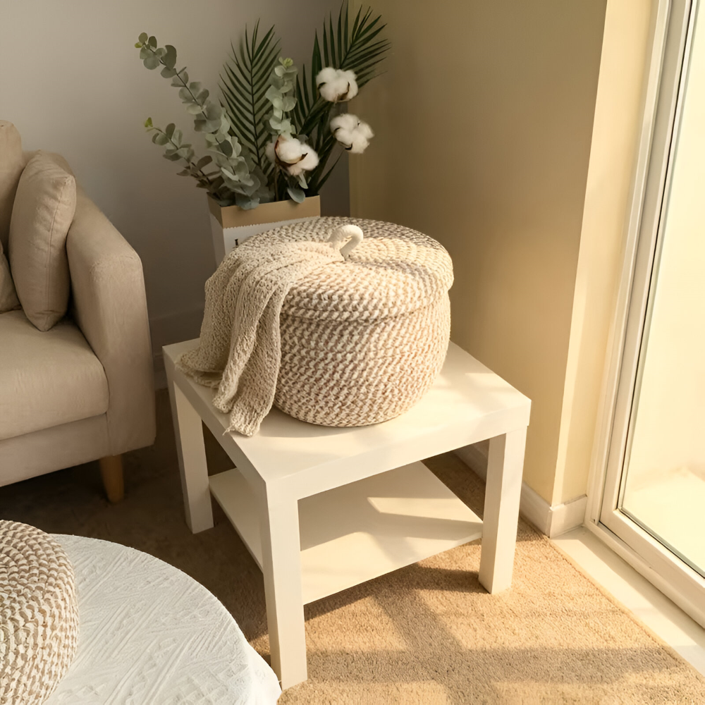 Gewebter Aufbewahrungskorb | Runder Aufbewahrungskorb | Handgewebte Boho | CasaWeave