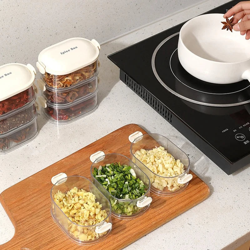 Gewürzboxen | Mehr Ordnung in Sekunden | Stapelbar, luftdicht, transparent | SpiceNest