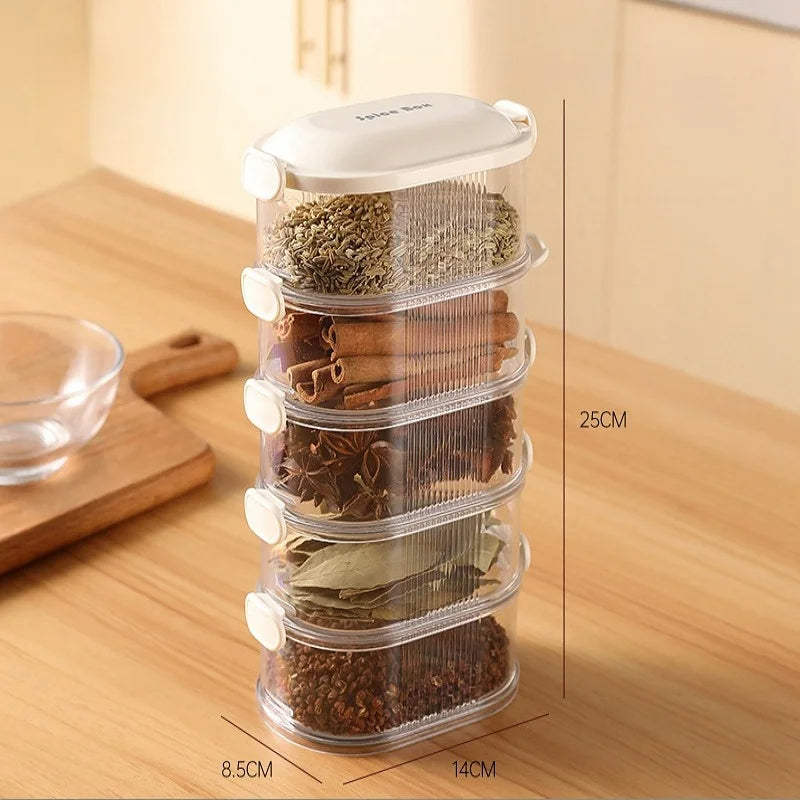 Gewürzboxen | Mehr Ordnung in Sekunden | Stapelbar, luftdicht, transparent | SpiceNest