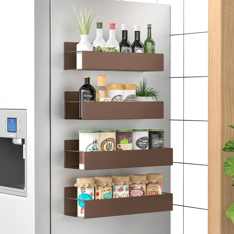 Gewürzregal | 4-teilig, Magnetisch – Pulverbeschichtet | Kein Bohren Eforderlich | KitchenDock