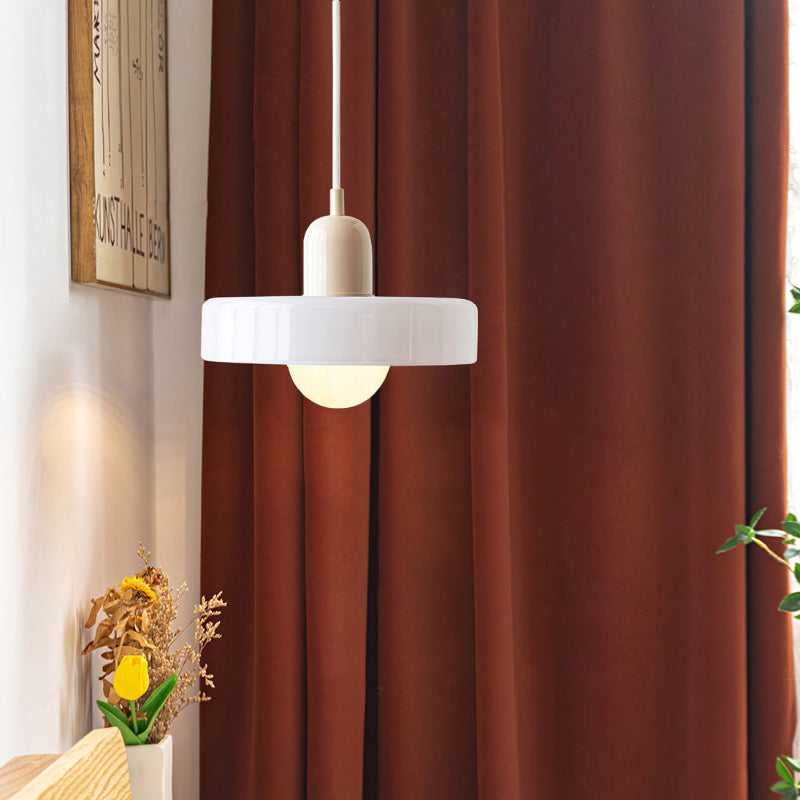 Glas-Pendelleuchte Bauhaus-Stil | Rundes Buntglas mit verstellbarer Hängehöhe | Ideal für Wohnzimmer, Küche und Flur 46
