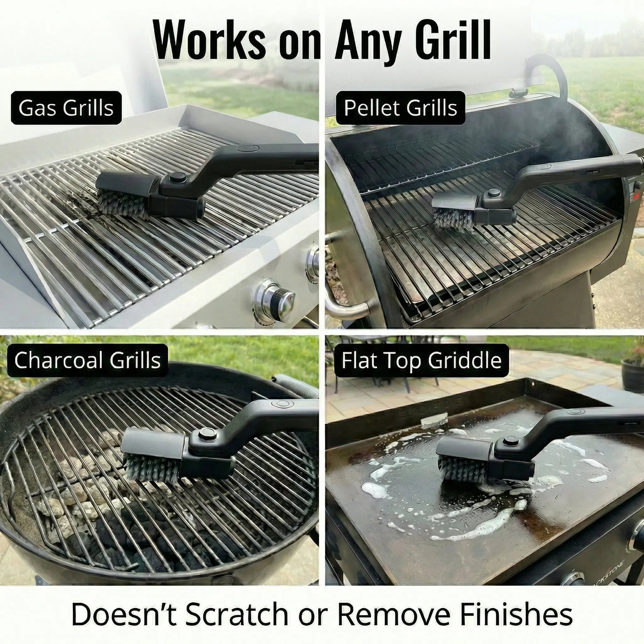 Grillbürste mit Drehkopf | Schnelle Grillreinigung | Sichere Borsten | GrillPro