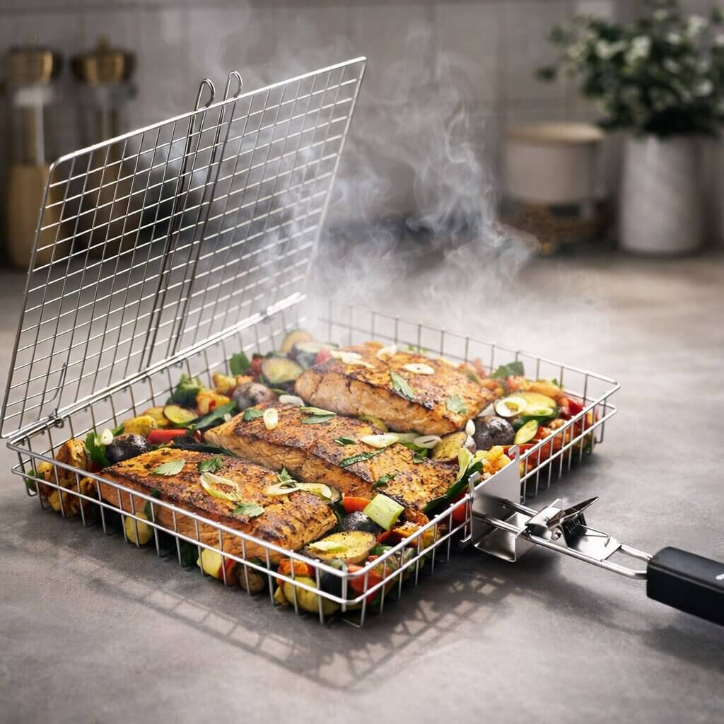 Grillkorb | Edelstahl | Gleichmäßige Wärmeverteilung | BBQWend