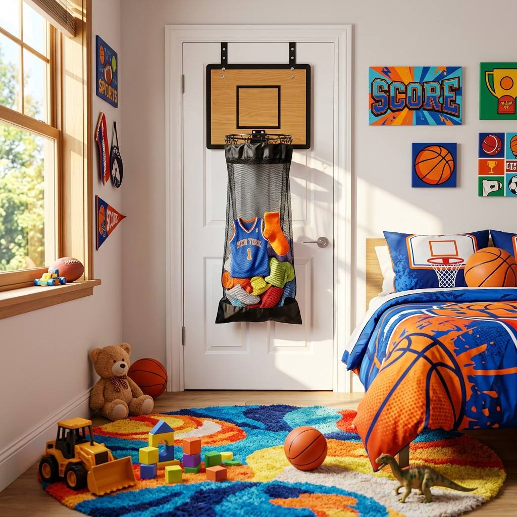 Závěsný organizér na ukládání | Basketbalový design | Na prádlo a hračky | DunkAway