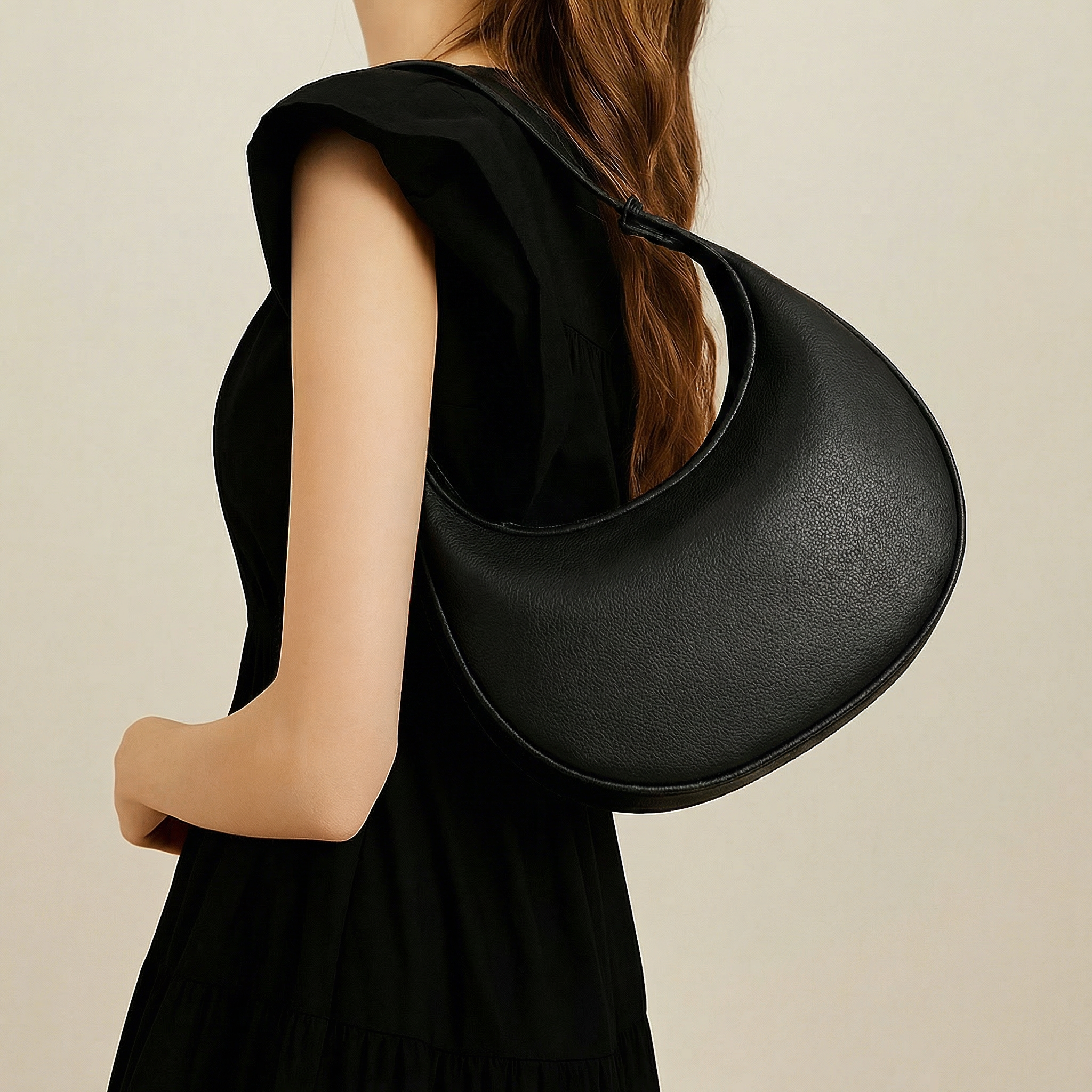 Halbmond-Schultertasche | Drei Tragearten | Weiches Kunstleder | LunaStride