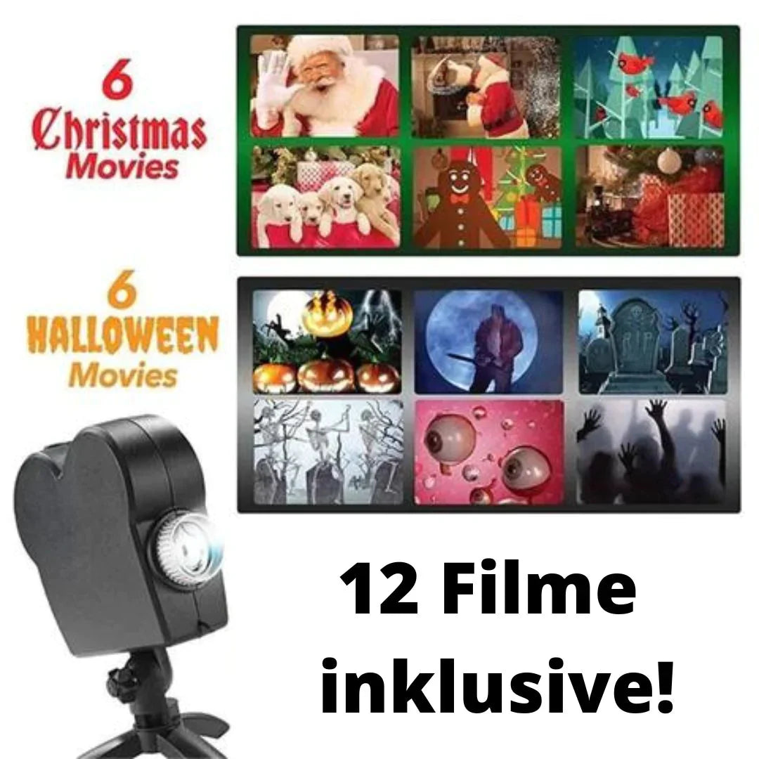 Halloween Projektor | Fenster & Innenbereich | 12 Filme Inklusive | Einfache Einrichtung