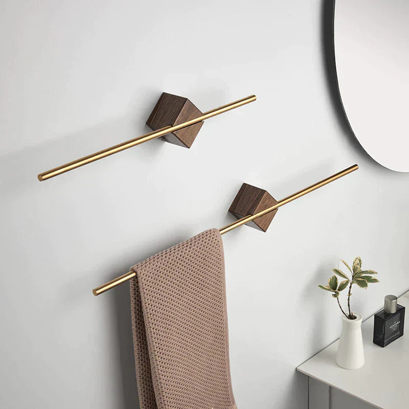 Handtuchhalter | Holz & Edelstahl Wandmontage | Modernes Minimalistisches Design | Barwood