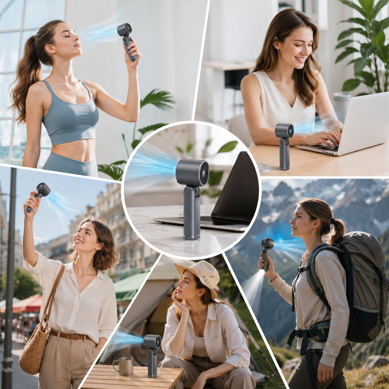 Handventilator mit Taschenlampe | 4000 mAh Akku | Kühlplatte für Hand, Tisch & Hals | ChillGrip