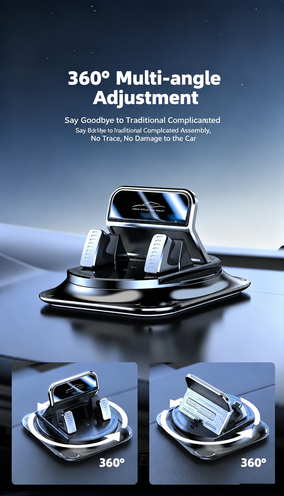 Phone mount | 360° rotation | Non-slip base | DashPivot