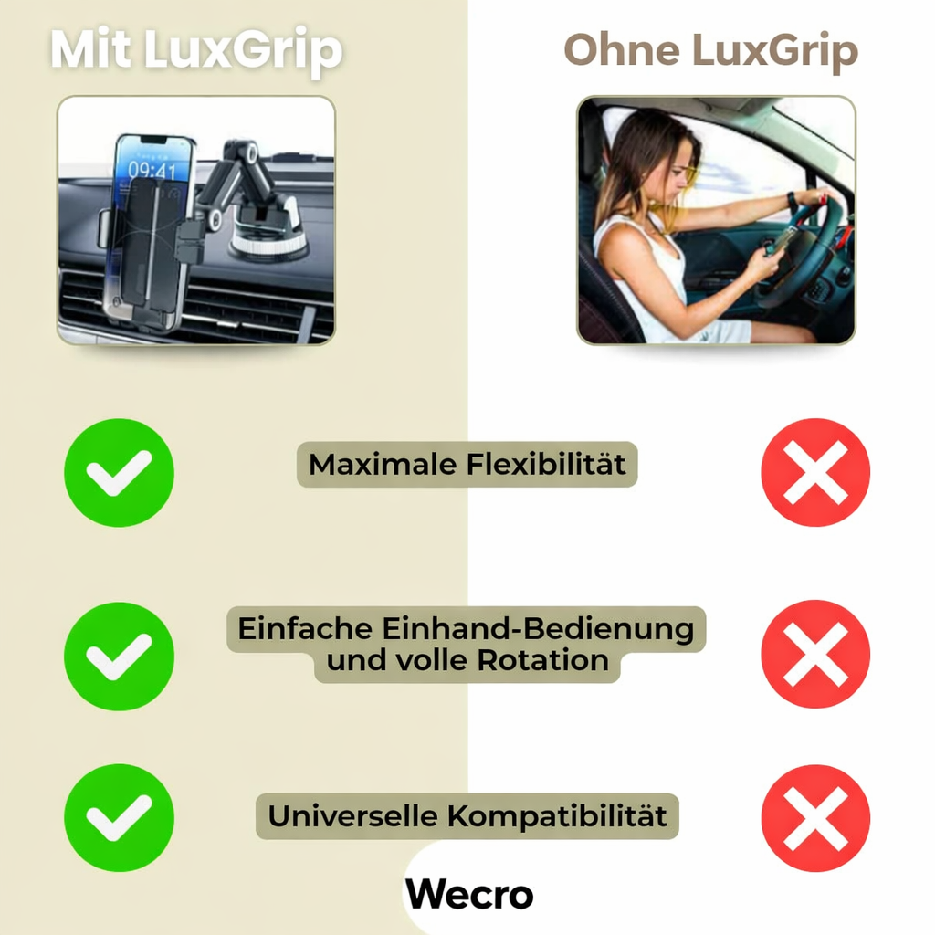 Handyhalterung | Handyhalter mit Saugnapf & 360° Drehung | LuxGrip