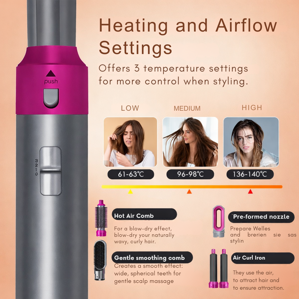 Heißluftbürste | Multi Styling mit Aufsätzen | Ionen Anti Frizz Technologie | AirStyle Pro