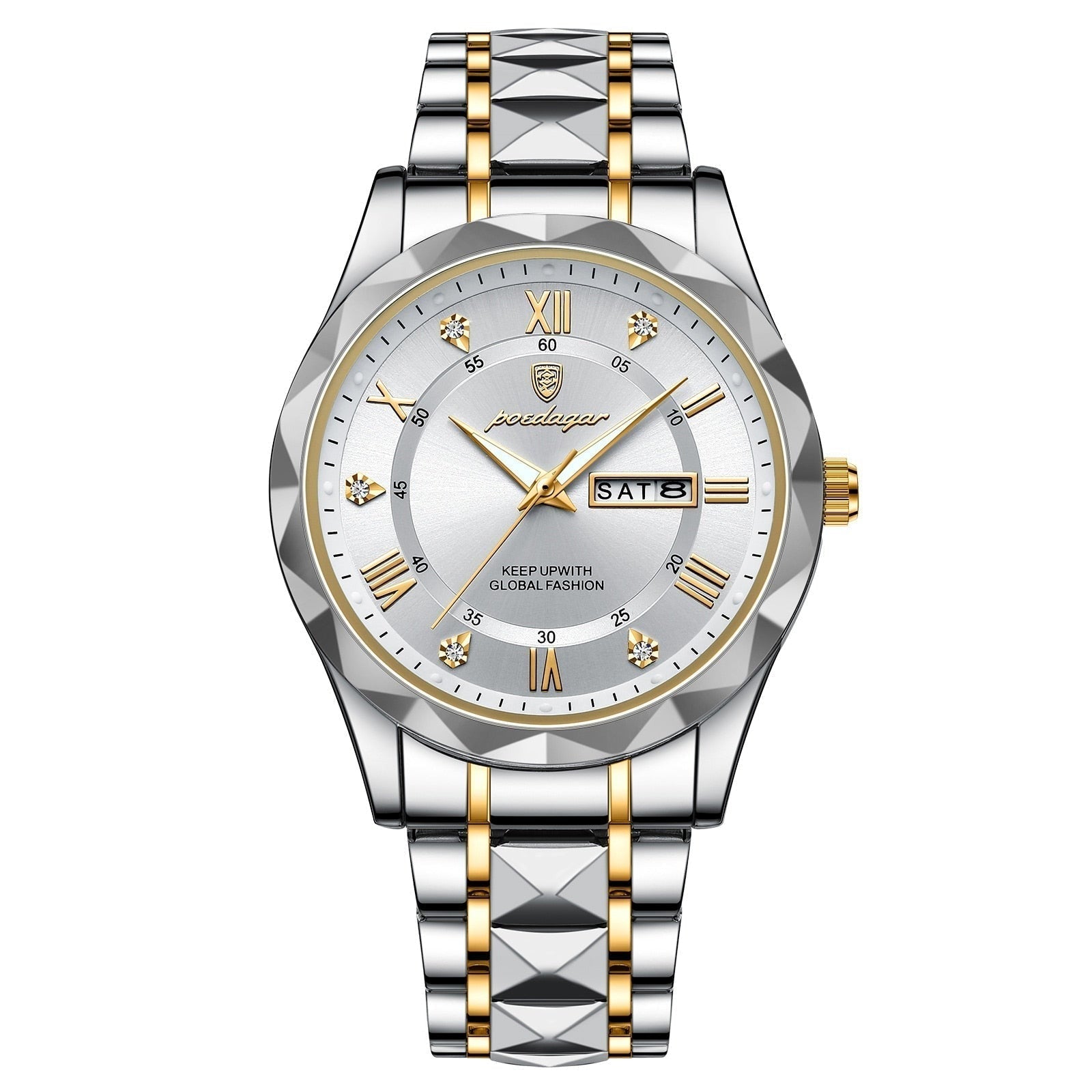 Herrenarmbanduhr Edelstahl Quarzwerk | Leuchtzeiger | Tag- & Datumsanzeige | Dialcraft