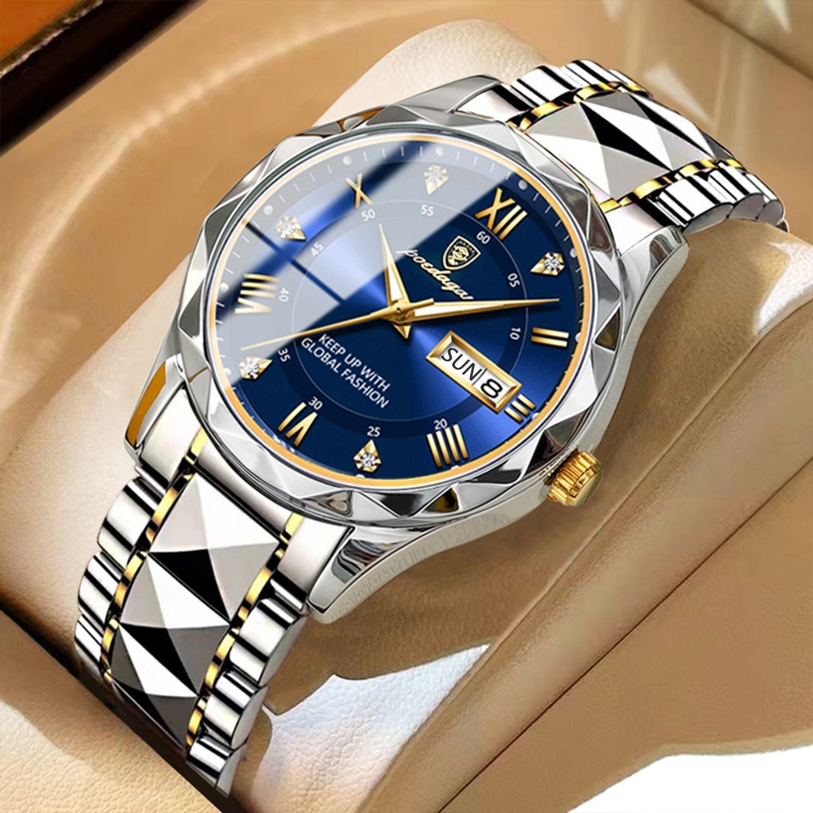 Herrenarmbanduhr Edelstahl Quarzwerk | Leuchtzeiger | Tag- & Datumsanzeige | Dialcraft