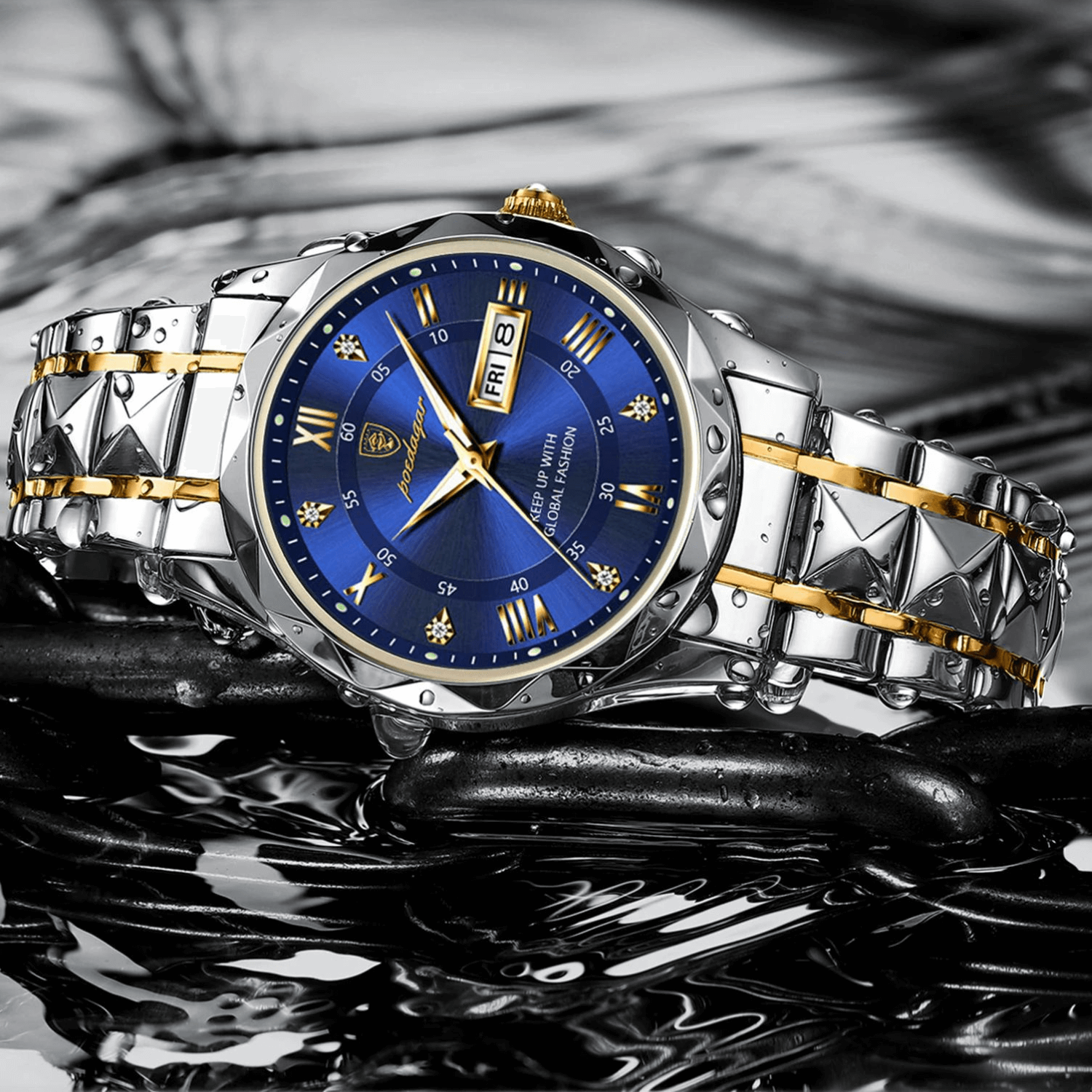 Herrenarmbanduhr Edelstahl Quarzwerk | Leuchtzeiger | Tag- & Datumsanzeige | Dialcraft