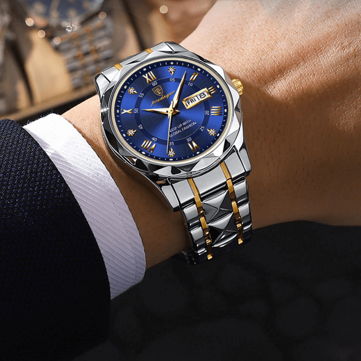 Herrenarmbanduhr Edelstahl Quarzwerk | Leuchtzeiger | Tag- & Datumsanzeige | Dialcraft