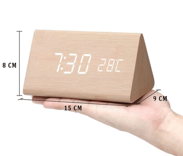 Holzuhr LED Tischuhr Holz | Sprachsteuerung | Temperaturanzeige | Timbrek
