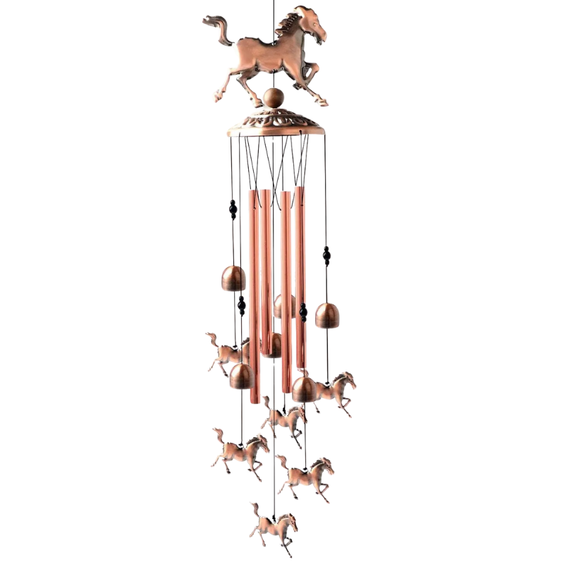 Windspiel aus Kupfer & Bronze | 7 Motive: Engel, Vogel, Schmetterling, Elefant, Fisch, Pferd, Eule | Wetterfest für Garten & Haus 8