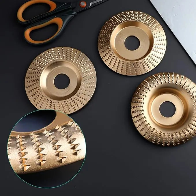 Holzbearbeitungs-Schleifscheiben-Set aus Hartmetall | 3 Scheiben für 4"/4.5" Winkelschleifer | Präzise, vibrationsfrei 1