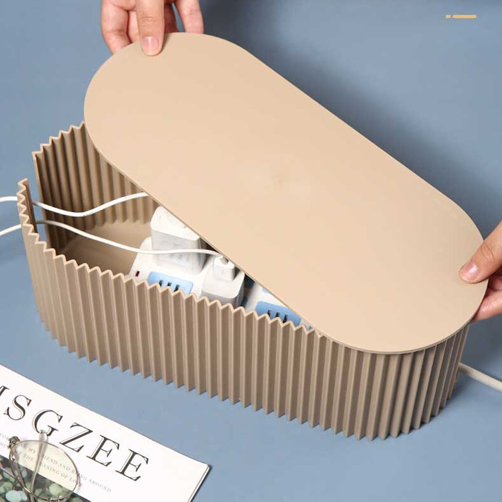 Kabelbox Kunststoff 2er Set | Fächer für Kabel, Ladegeräte & Netzteile | Für strukturierte Ordnung in Haus und Büro 3