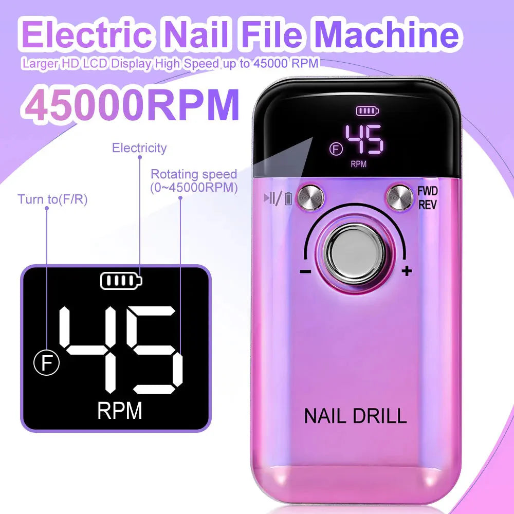 Kabellose Nagelfräse | Bürstenloser Motor | LCD Steuerung | NailForge