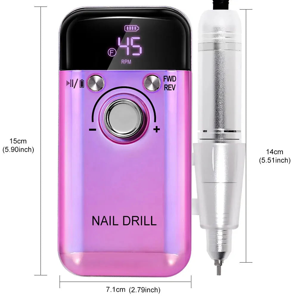 Kabellose Nagelfräse | Bürstenloser Motor | LCD Steuerung | NailForge
