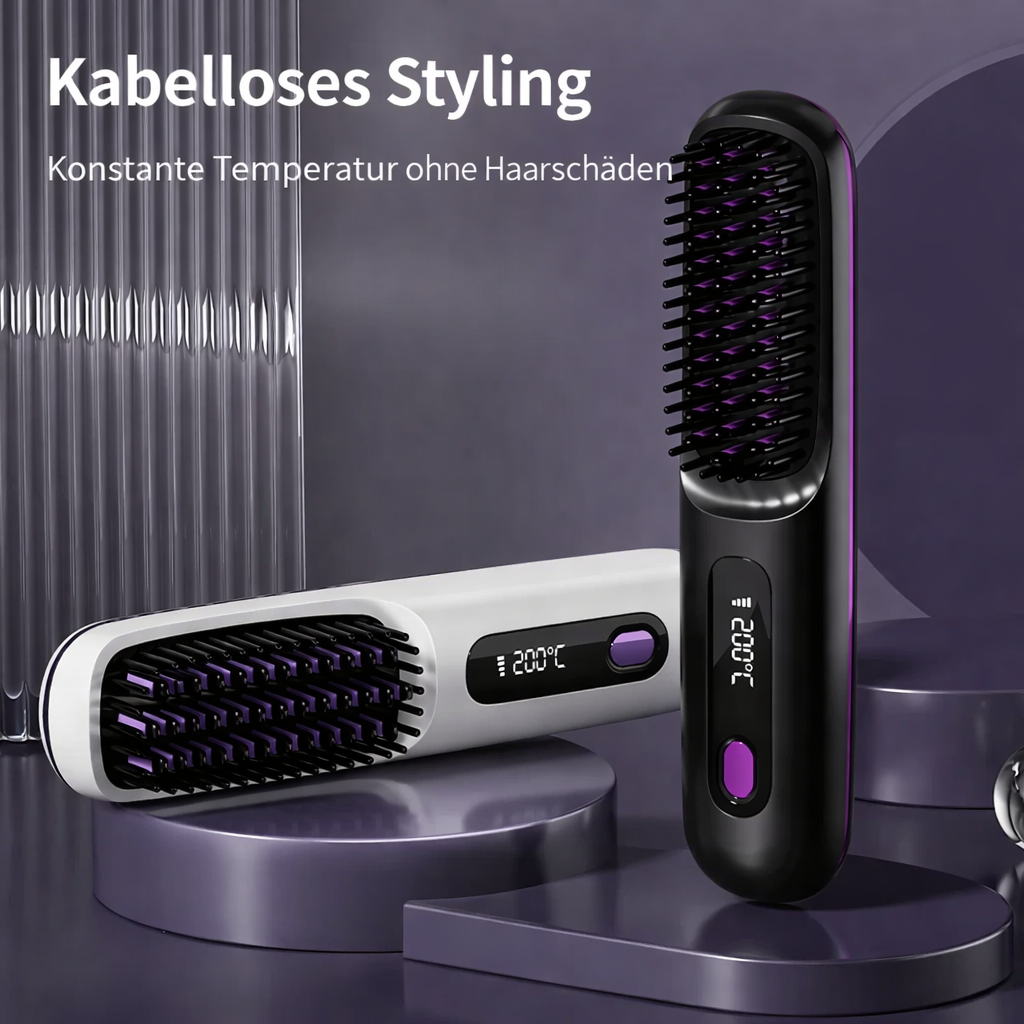 Kabelloses Haarglätteisen | Keramik-Ionen-Haarglätter | USB-aufladbar mit LCD-Steuerung | Glissara